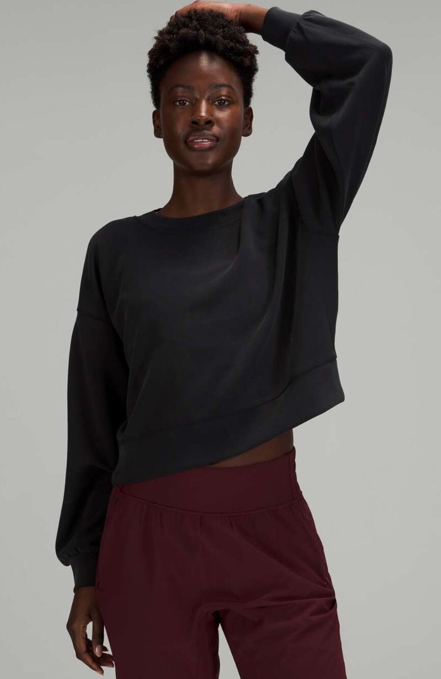 Lululemon Softstreme Perfectly Oversized Cropped Crew - Black - Size 8